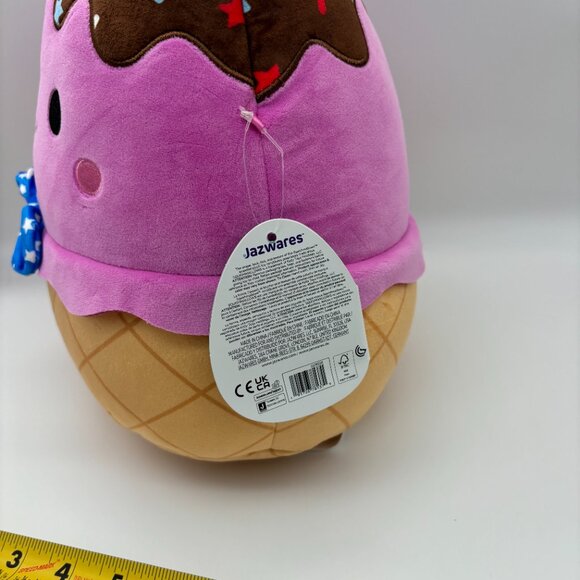 Squishmallows 11" Medium Pink Ice Cream Sundae Blue Star Bowtie Stuffed Plush - Picture 4 of 5